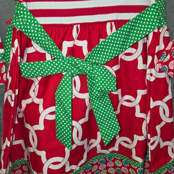 Counting Daisies Girl 3T  Christmas Dress With Polka Dot Bow Ruffle Sleeves 3923 - Picture 4 of 10